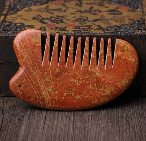 Natural Comb Shape Gua Sha Si Bin Red Stone Shagua Massager Healthy Beauty Tool - Picture 3 of 3