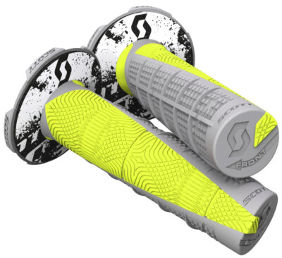 SCOTT USA DEUCE MOTORCYCLE MX HANDLEBAR GRIPS GREY/NEON YELLOW WITH DONUTS