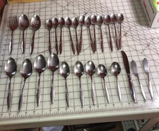 Kenwood FOREVER ROSE Stainless Flatware 27 Pieces 12  Ice Tea Spoons And More-CC