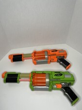 Nerf Dart Tag Fury Fire Blaster Gun Revolvers Set of 2. Green Orange. Tested