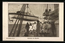 AK Einsetzen der Pinasse, Kriegsschiff 