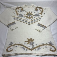 Vintage Silver And Gold Christmas Sweater-ugly Christmas-med