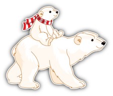 Autoaufkleber Weißer Bär Familie K3999 Sticker-12cm