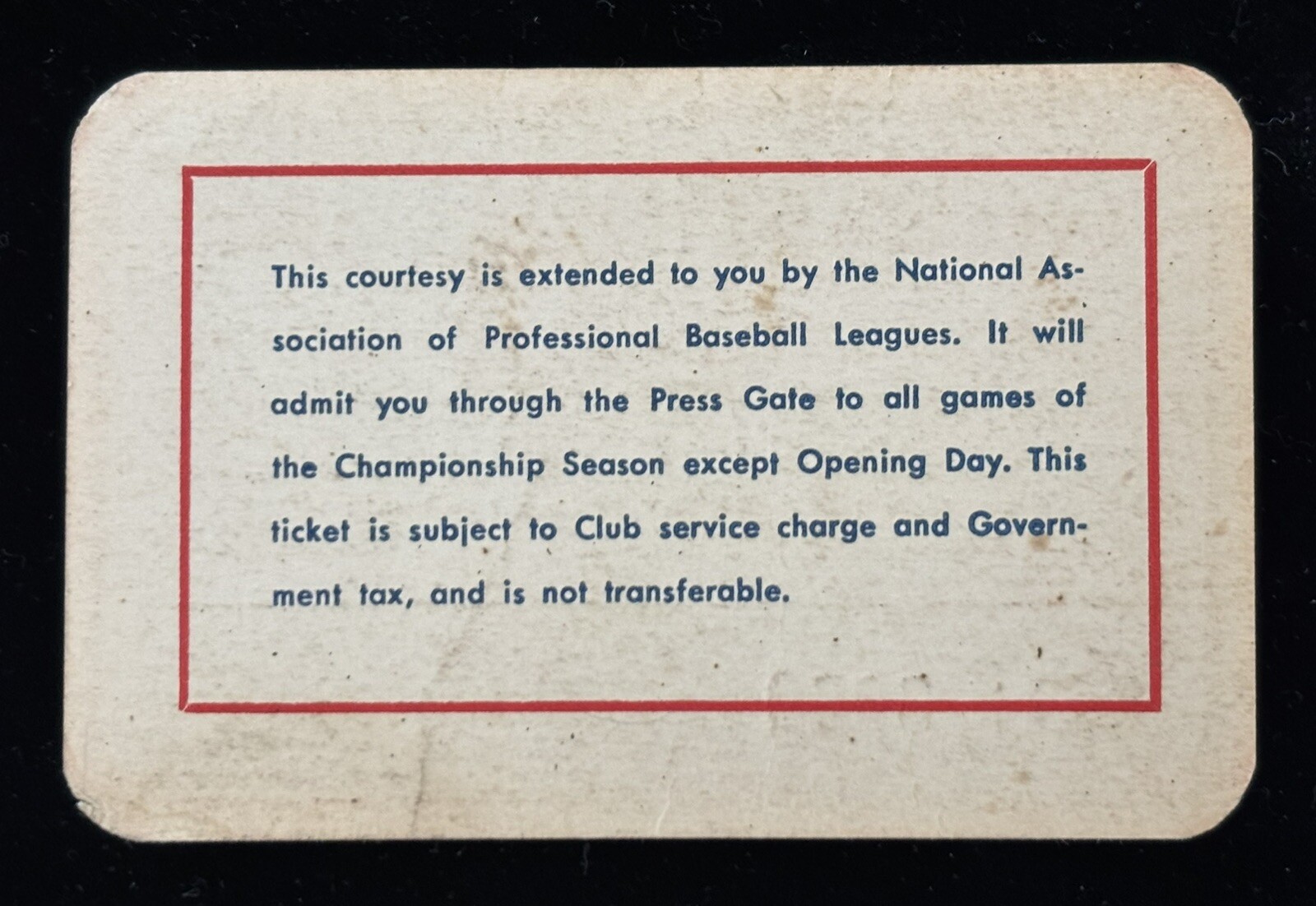 1953 Hank Aaron NAPBL Ticket Pass Age 19/22 HR/.362 Jacksonville Braves Boston⚾️ view 2
