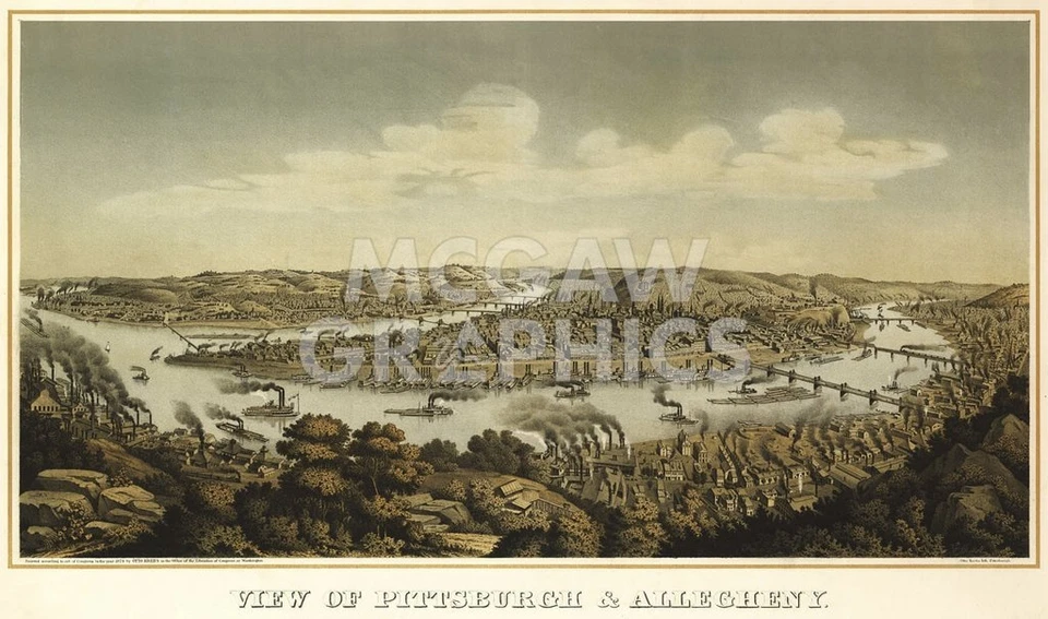 View of Pittsburgh and Allegheny, Krebs, Wall Decor Art Print Poster 11" x 14" - Image 2 of 2