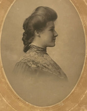Cabinet Card Photo Pretty Young 19 Year Old Woman Side Profile Well Dressed