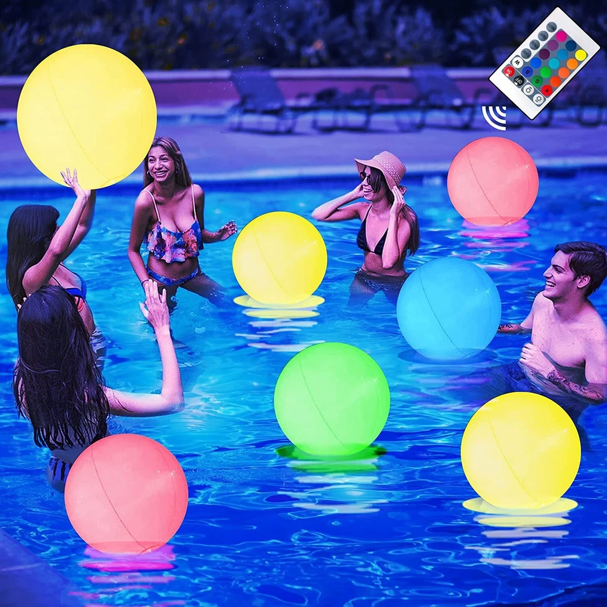 Floating Pool Lights Ball, Led Light Ball Remote Control, Led Lights  Swimming Pool Gift, Night Light Ball Lamp Glow Balls