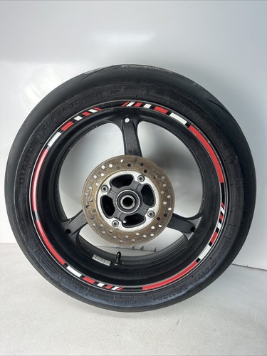04-05 Honda CBR1000RR Rear Wheel Rim w Brake Rotor Tire CBR1000 Oem STRAIGHT BLK - Picture 1 of 14