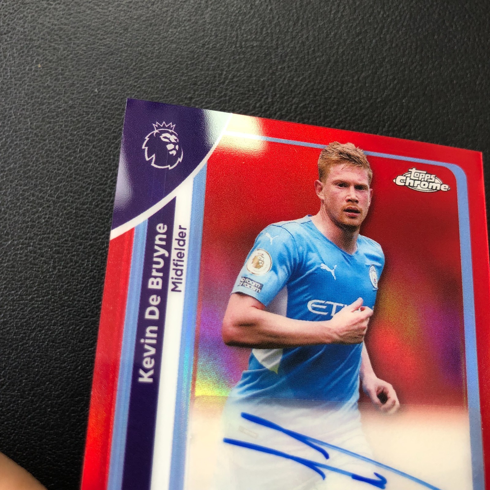 2025-26 Topps Chrome Premier League Auto Kevin De Bruyne Red Refractor 1/5 ≈1/1 view 2