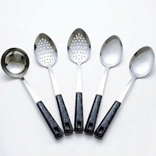5-Piece Stainless Steel Serving Spoons Set, Large Serving Spoons with Ladle ...