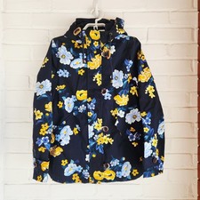 Joules Right As Rain Jacket Navy Floral Hooded US Size 2