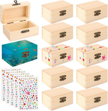 Mini Schatztruhe Holz Set für DIY Basteln und Aufbewahrung, 12 Stück, 8,8x5,3x4,