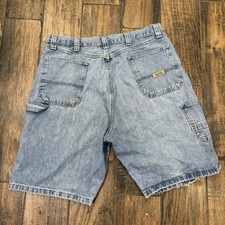 Vintage 90s Wrangler Y2K Carpenter Blue Jean Short Jorts Skater Light Wash 36