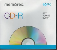 Memorex CD-R 10 Pack 52x 700 MB 80 Minutes Recordable Disc in Slim Jewel Cases