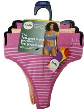   Kindly Yours 3-Pack Sustainable Seamless Thongs Panties Women  s Sz XS 0-2 Pink