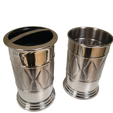 Stainless Steel Chrome Toothbrush Holder and Water Cup, Silver Metal 2 pieces