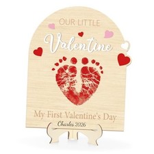 Sereliy Baby's First Valentine's Day DIY Footprint Art Card, Our Little Word