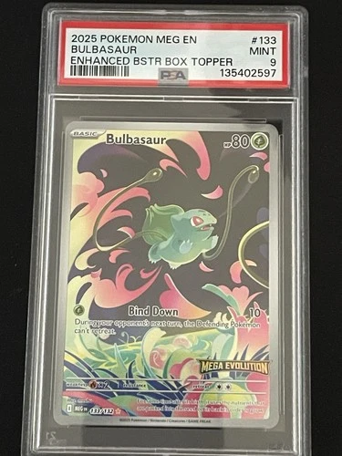 PSA 9 Bulbasaur Stamped Box Promo Pokemon Mega Evolution 133/132 English 2025