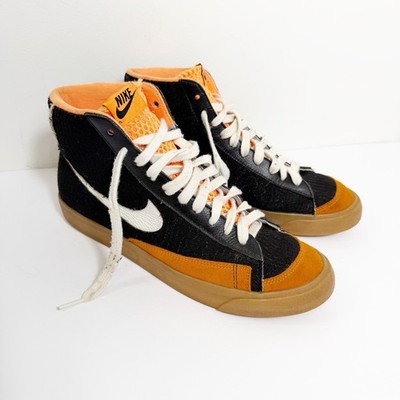 Nike iD Blazer Mid '77 Mens Size 10.5 US Black Suede Orange Sneakers DJ4859-991