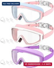 Kids Goggles Age 4-16, Anti-Fog UV 180 Clear View Kids Swim Goggles, 3 Pack Swim