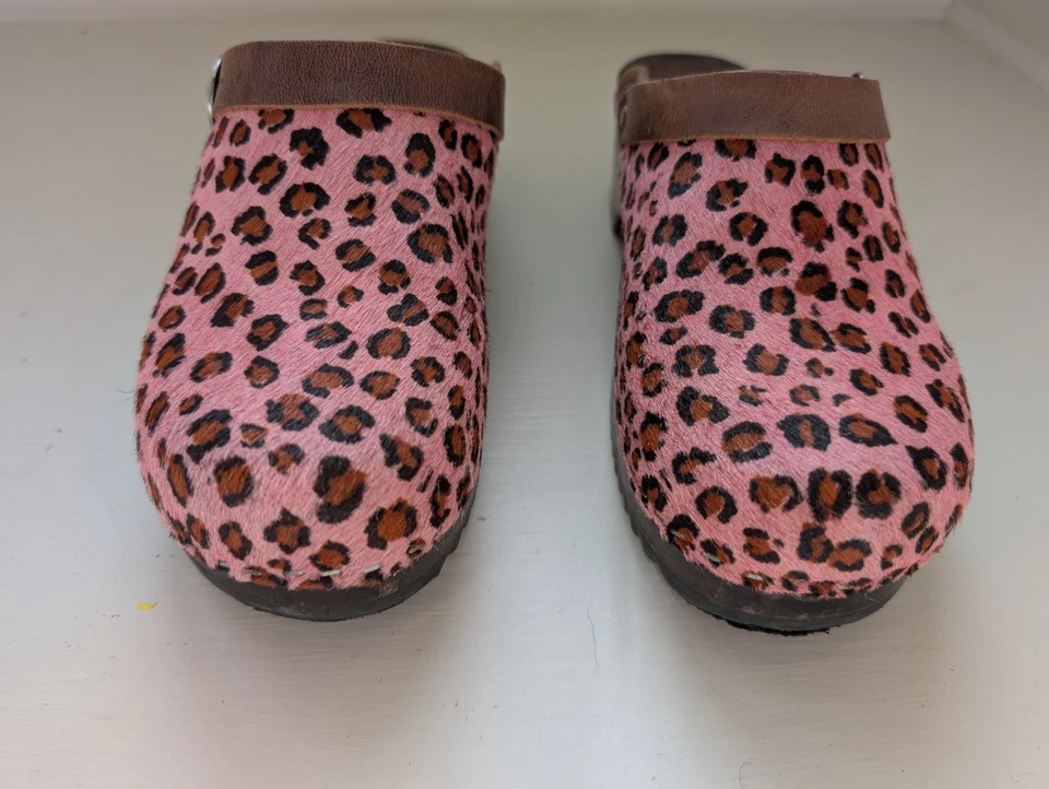 Zuecos suecos Hanna Andersson niñas rosa estampado leopardo talla EU 36 Foto 3 de 4