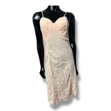 Vtg Bryn Fair Barbizon Slip Dress Peach Rayon Crepe Nightgown 40/50s Bias Cut 14