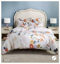 Anthropologie Bryony Cotton Slub Printed Duvet Cover Full