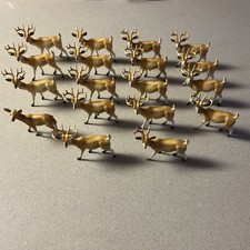 Vintage plastic reindeer, Lot Of 18 Mfg In Hong Kong, 1970s Christmas Decoration