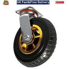 Heavy Duty 8" 200mm Castor Wheels Solid Rubber Industrial Casters Grey