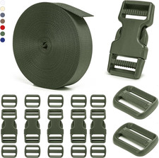 1 Inch Buckles and Strap Set: 10 Yards Polyester Webbing Strapping, 6 Pack Dual