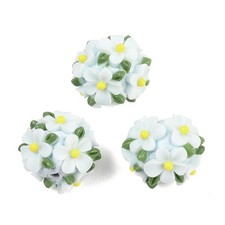 30pcs Handmade Polymer Clay Flower Beads Light Green Round Floral Beads for DIY