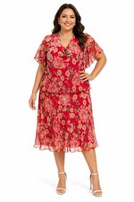 Robbie Bee Vintage Silk Cowl Blouse Skirt 2 Pc Set Sz 24 W Petite Fairy Floral