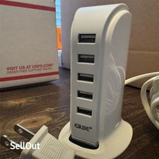 GRDE 5 Port USB Charging Station Hub Desktop Charger Cell Phone Tablet