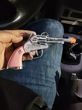 Vintage Halco Metal Die Cast Toy Cap Gun- Pistol Pink Handle- Pop Gun Orange Tip