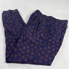 Talbots Vintage Paisley Print AOP Blue Dress Pants BoHo Style Women's Size 8 USA