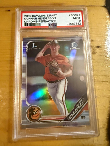 2019 Bowman Chrome Gunnar Henderson Chrome Refractor! Rookie Card PSA 9🔥