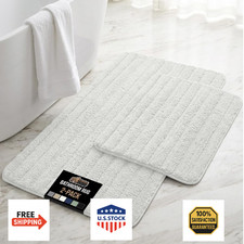 GORILLA GRIP Textured Backing Bathroom Rugs, Soft Memory Foam Absorbent Striped