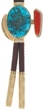 18K Gold & Natural Diamond Bolo Tie By Navajo Artist Alvin Yellowhorse