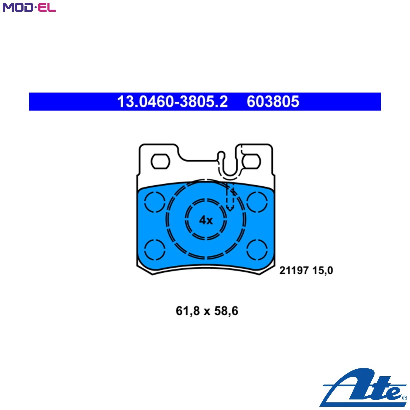 BRAKE PAD SET DISC BRAKE 13.0460-3805.2 FOR MERCEDES-BENZ C-CLASS 124 SL 4cyl SL