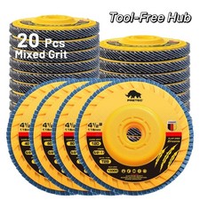 20PC 4-1/2"Zirconia Flap Discs T29 Tool-Free 40/60/80/120 Grit for Angle Grinder