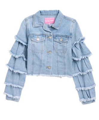 NWT Gogo Star Kids' Ruffle Sleeve Denim Jacket Size S SOLD OUT