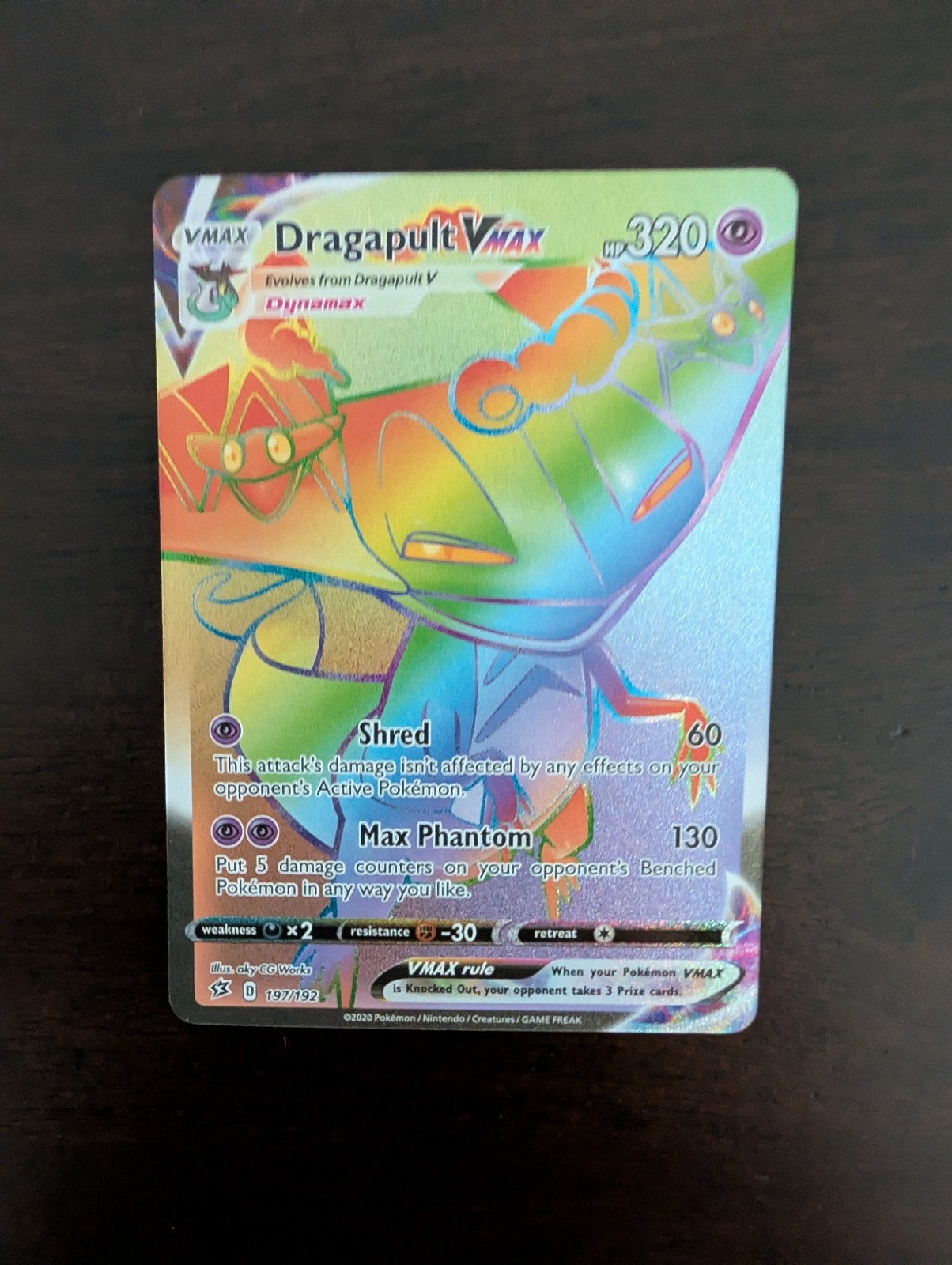Pokemon TCG Dragapult VMAX Secret Rare Rebel Clash 197/192 Holo Eng 320HP