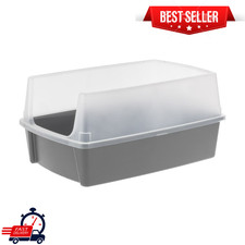 XXL Open-Top Cat Litter Box with High Sides, Easy to Clean for Big Cats, Gray