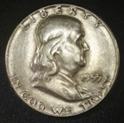 90% Silver Benjamin Franklin 50c Half-Dollar Lot of 6 Silver Coins Circulated