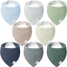 Muslin Baby Bibs 100% Cotton Baby Bandana Drool Bibs for Teething and Drooling, 