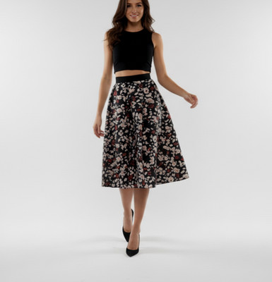 MADE IN ITALY by LUMINA Damen Rock Technischer Stoff starr überbelichtet Druck U