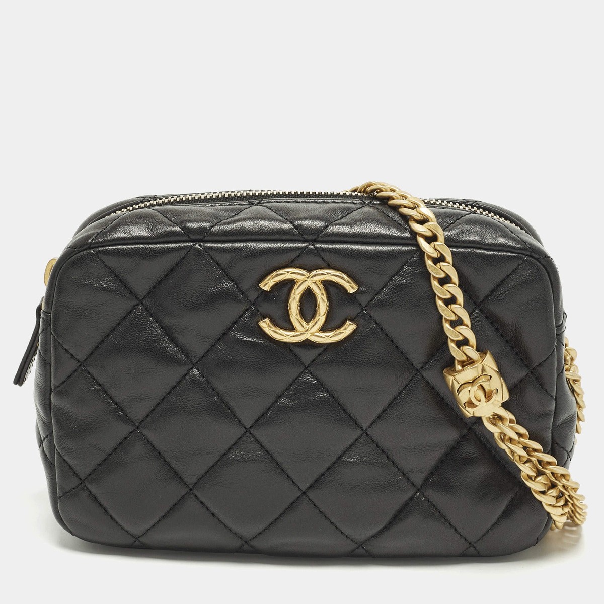 Chanel Coco Crush Black Quilted Leather Camera Bag | eBay