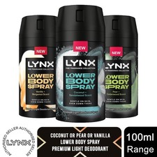 Lynx Lower Body Spray Coconut + Sandalwood & Pear + Cedarwood, 100ml