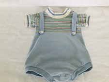 Vintage Health-Tex Baby Romper Blue Striped Short Sleeve Bodysuit 3 Months USA
