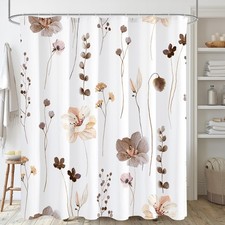 Gibelle Extra Long Shower Curtain 72 x 84, Watercolor Floral Fabric Shower Cu...